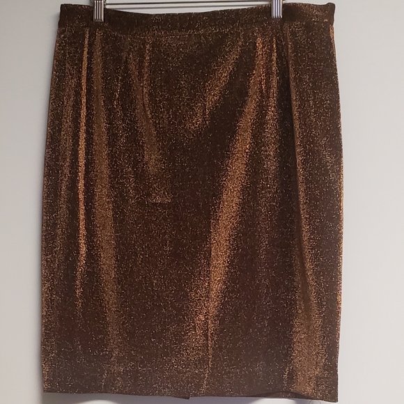 90s Carmen Marc Valvo Bronze Gold Metallic Beaded Vintage  Jacket Skirt Set 16 - Picture 10 of 12
